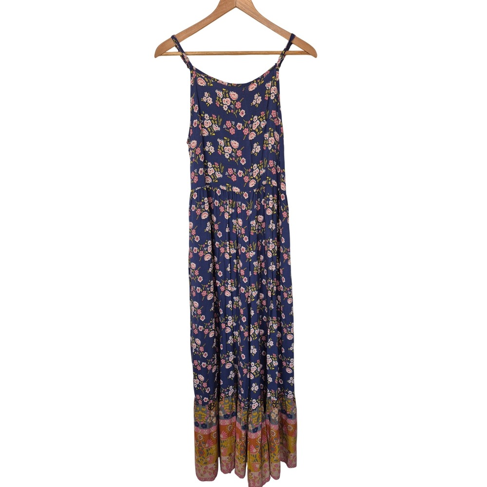 Natural Life Zoe Wide-Leg Jumpsuit Slate Floral Blooms Boho Size Medium - Picture 6 of 8